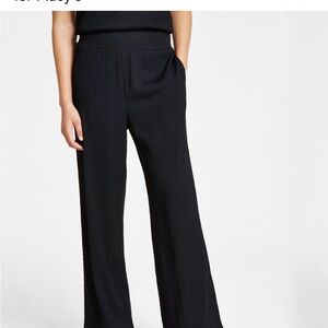 Wide-Leg Women’s Black Textured Pants - Super Comfortable